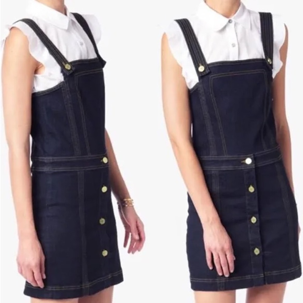 7 for All Mankind Dark Denim Pinafore Overall Dress